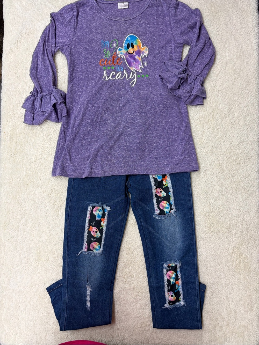 Girls' Purple 'Cute but Scary' Ghost Long Sleeve Top - Unbranded